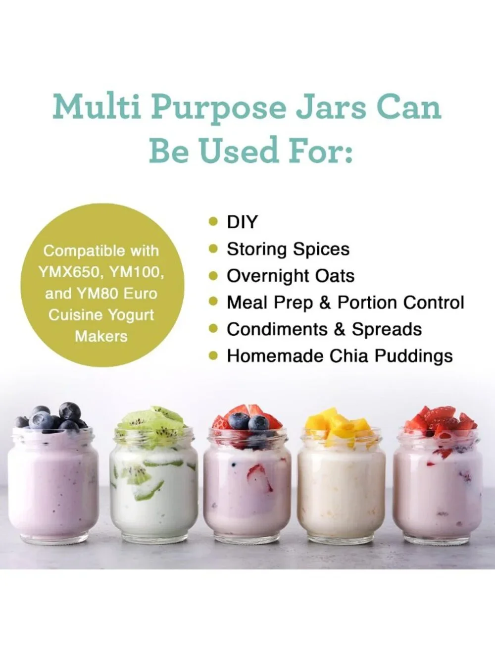 Set of 8 Glass Jars for Yogurt Maker - Perfect for Homemade Yogurt & Storage